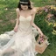 Đầm hai dây tiểu thư cúp ngực dáng dài Vintage tiểu thư sang chảnh thời trang