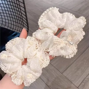 Scrunchie Thời Trang Hàn Quốc Đẹp Cá Tính Đa Năng Dây Buộc Tóc Trắng Ruột Lớn Tóc Phụ Kiện Tóc