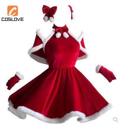 Giáng Sinh Cosplay Quần Áo Chữ A Đầm Trọn Bộ Trang Phục Cổ Điển Váy Đỏ Cosplay Quần Áo Đảng Trang Phục Hiệu Suất Đồng Phục