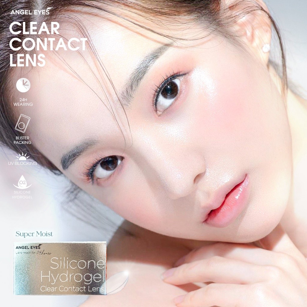 Lens Cận Trong Suốt Hàng Cao Cấp, Kính Áp Tròng An.gel Ey.es Độ Cận 1-15 Chất Liệu Silicone Hydrogel Thân Thiên Với Mắt