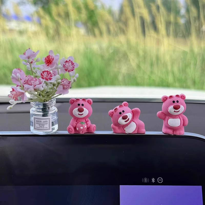Mới Lotso Dâu Gấu Mô Phỏng Hoa Trang Trí Màn Hình Ô Tô Tự Động Điều Khiển Trung Tâm Điều Hướng Trang Trí Màn Hình Ô Tô Màn Hình Hiển Thị Trang Trí Nội Thất