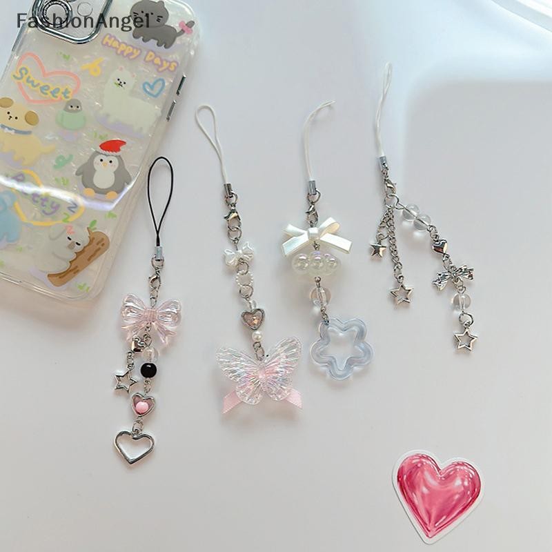 FashionAngel 1 Hạt Dễ Thương Handmade Cô Gái Ngọt Ngào Móc Khóa Cho IP 11 Camera Y2K Tình Yêu Ngôi Sao Năm Cánh Điện Thoại Ch Mặt Dây Chuyền VN