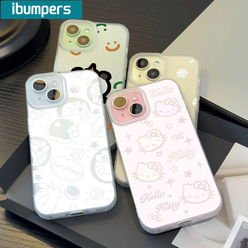 ibumpers Ốp Lưng IPhone Dễ Thương Xinh Hello Kitty Doremon Họa Tiết Ốp Điện Thoại Trong Suốt Nhám Mờ TPU Mỏng Chống Sốc Chống Bẩn Cho IPhone 16 15 14 12 13 11 Pro Max IP 7 8 Plus X XS XR