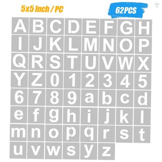 62 Chiếc 5 Inch Chữ Cái Và Số Giấy Nến Có Thể Tái Sử Dụng Có Thể Giặt Bảng Chữ Cái Stencils Thân Thiện Với Môi Trường PET Nghệ Thuật Thủ Công Mẫu Tranh Trên Vải Gỗ Trang Trí Cửa Tường Dấu Hiệu Nhà