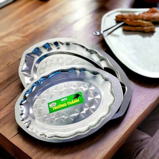 Dĩa Hột Xoài Inox Lòng Sâu Cao Cấp Dĩa Bò Né, Đĩa Hấp Cá Truyền Nhiệt Tốt