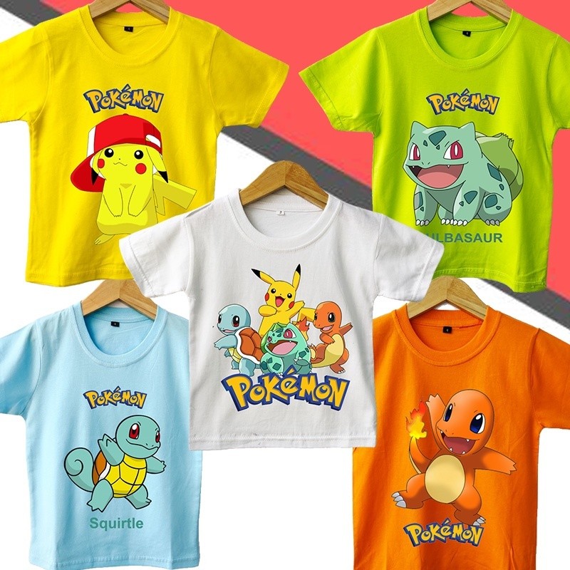 Pokemon loạt cổ điển trẻ em T-Shirt thoải mái và phong cách thiết kế mát mẻ cho người hâm mộ trẻ