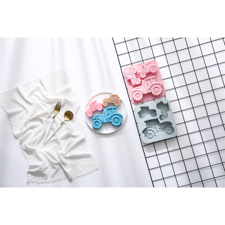 3 Khoang Máy Kéo Hình Khuôn Silicon Đá Viên Sô Cô La Khuôn Handmade Xà Phòng Bánh Trang Trí Khuôn Bánh Pudding Khuôn Kẹo DIY Khuôn Nướng Bánh