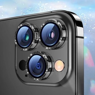 2024 Màu Mới (2 CÁI / 3 CÁI / 1 bộ) Vỏ Bảo Vệ Camera Lấp Lánh Cho iPhone 16 15 Pro Max 14 Plus 13 Mini 12 11 Kính Cường Lực Vòng Kim Loại Phim Mặt Sau Ống Kính