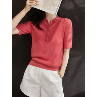 Polo Cổ Băng Lụa Áo Len Nữ Mùa Hè 2025 Phong Cách Mới Thời Trang Top Phù Hợp Với Áo Thun Nửa Tay Tren