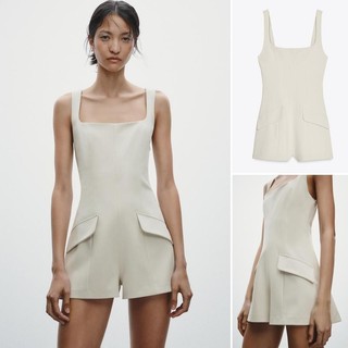 Jumpsuit Zara made in Morocco không tay 2 túi nắp khỏe khoắn