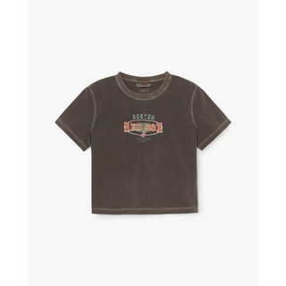 MLB - Áo croptop nữ cổ tròn tay ngắn Varsity Washing Vintage_3FTSV0753-43BRL