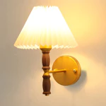 Đèn tường gỗ nguyên khối Nhật Bản có tấm che đèn vải, Đèn Led sắt cổ điển, Nền phòng khách Phòng ngủ Đầu giường Đèn chiếu sáng trang trí — ảnh 5