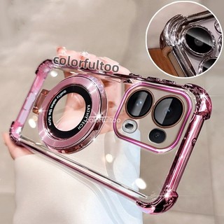 Ốp Mềm Oppo Reno 14F 2025 Cho Oppo Reno 14 13 Pro 13Pro 13F Reno14Pro Reno15F 4G 5G Vỏ Chống Sốc Thạch Trong Suốt Có Giá Đỡ Từ Tính Dày Túi Khí Ốp Lưng Điện Thoại