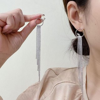 Độc Đáo Retro Phóng Đại Bông Tai Tua Rua Sang Trọng Bông Tai Kim Cương Vòng Bông Tai Dài