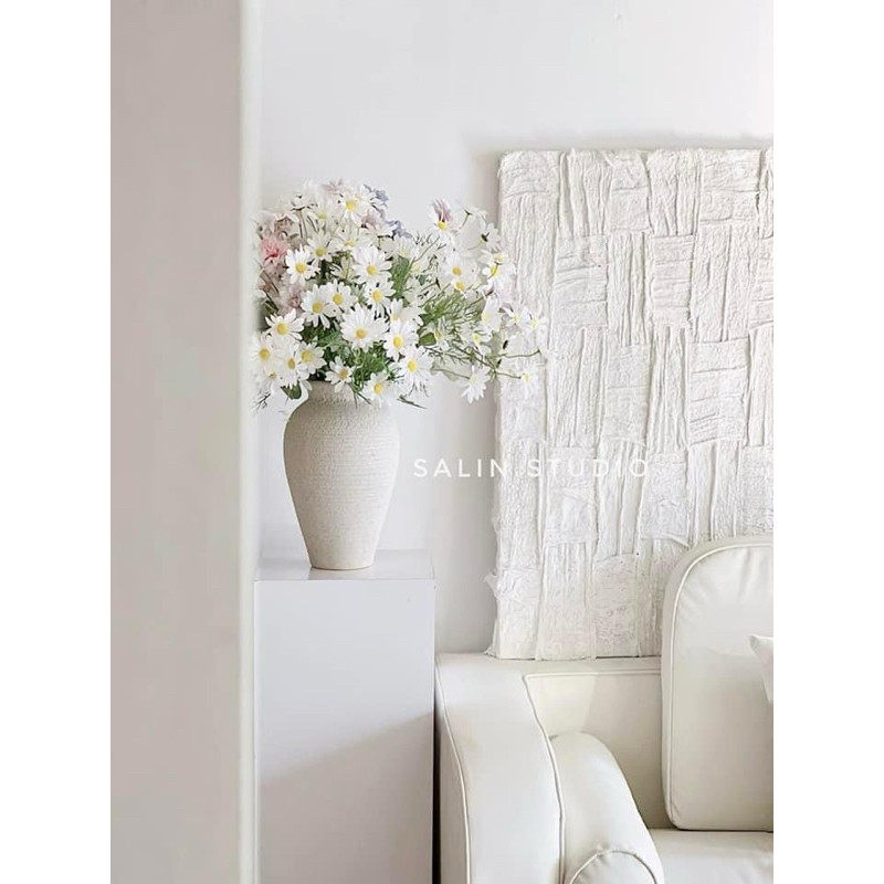 Bình Hoa Men Atlantic Bình Gốm Bát Tràng Hoạ Tiết Tổ Ong Tinh Tế, Phong Cách Classic Nhẹ hàng Mộc Mạc