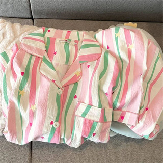 Đám Mây Mùa Hè Bộ Đồ Ngủ Cotton Phù Hợp Với Nữ Áo Cardigan Mỏng Ngắn Tay Quần Short Áo Khoác Ngoài Ngọt Ngào Dễ Thương Bé Gái Nhà Quần Áo