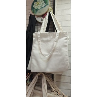 (CÓ BÁN SỈ) TÚI VẢI CANVAS TRẮNG 34*38 CÓ DÂY KÉO + NGĂN CON BÊN TRONG