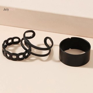 JULYHOT 3 / 6 Chiếc Vintage Nhẫn Đen Bộ Dành Cho Nữ Cô Gái Punk Kim Loại Hình Học Đơn Giản Massivedeals