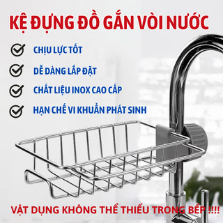 Giá Inox Mint Decor  Gắn Vòi Rửa Chén Không Khoan, Treo Đồ Gọn Nhẹ