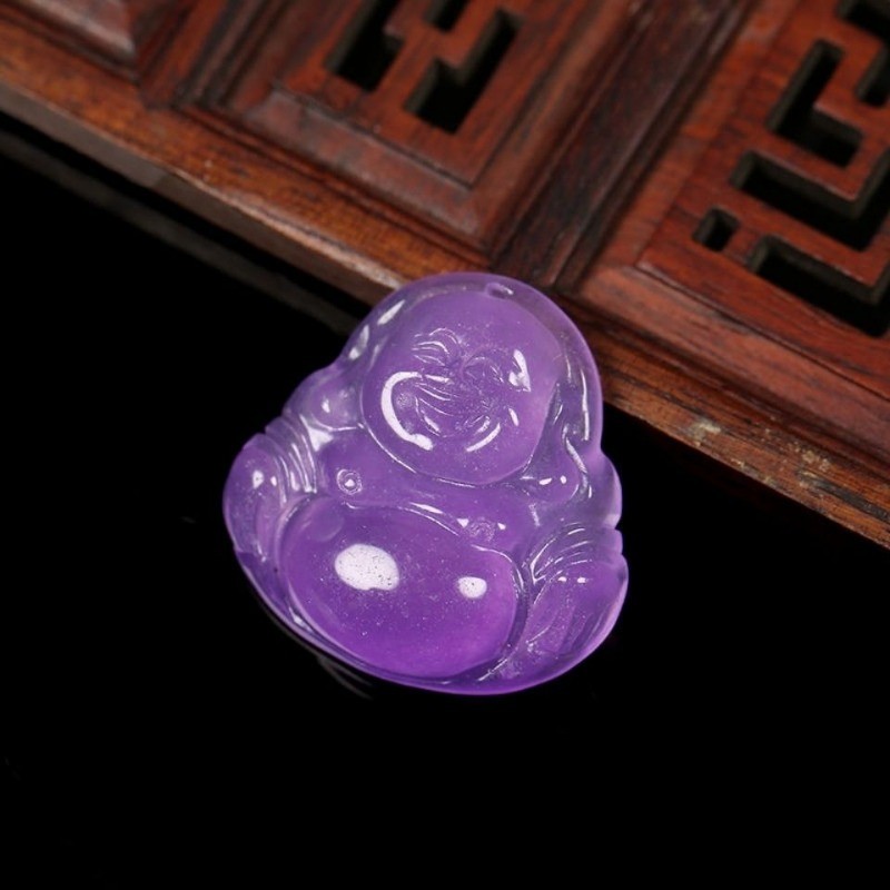 Đá tự nhiên Khóa an toàn Violet Guanyin Phật Mặt dây chuyền Mặt dây chuyền