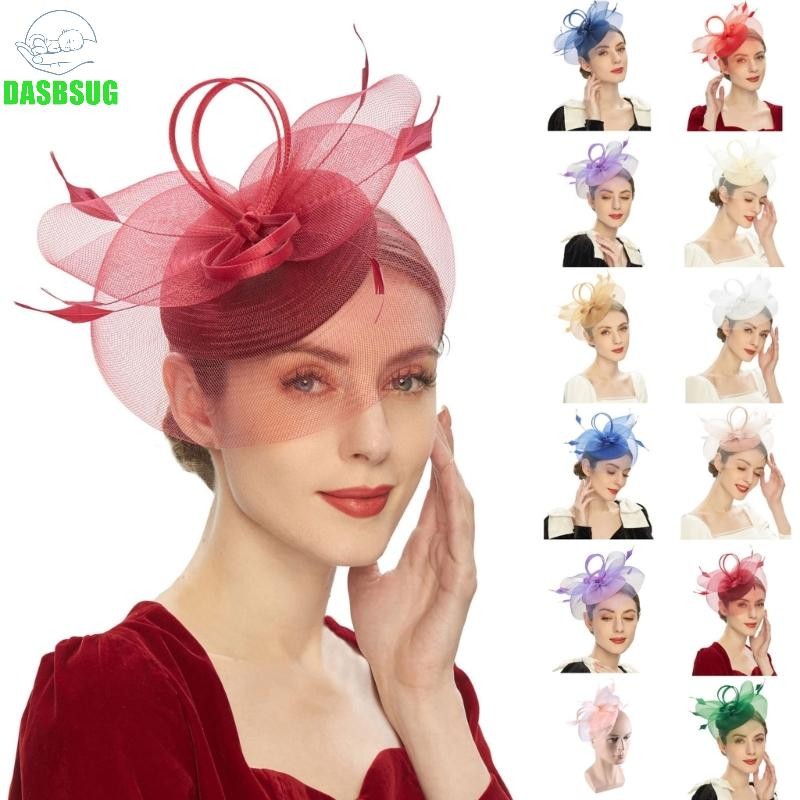Dasbsug Thanh Lịch Cưới Hấp Dẫn Mũ Có Lưới Veil Pillbox Mũ Trang Điểm Tiệc Cưới Bà Maisel
