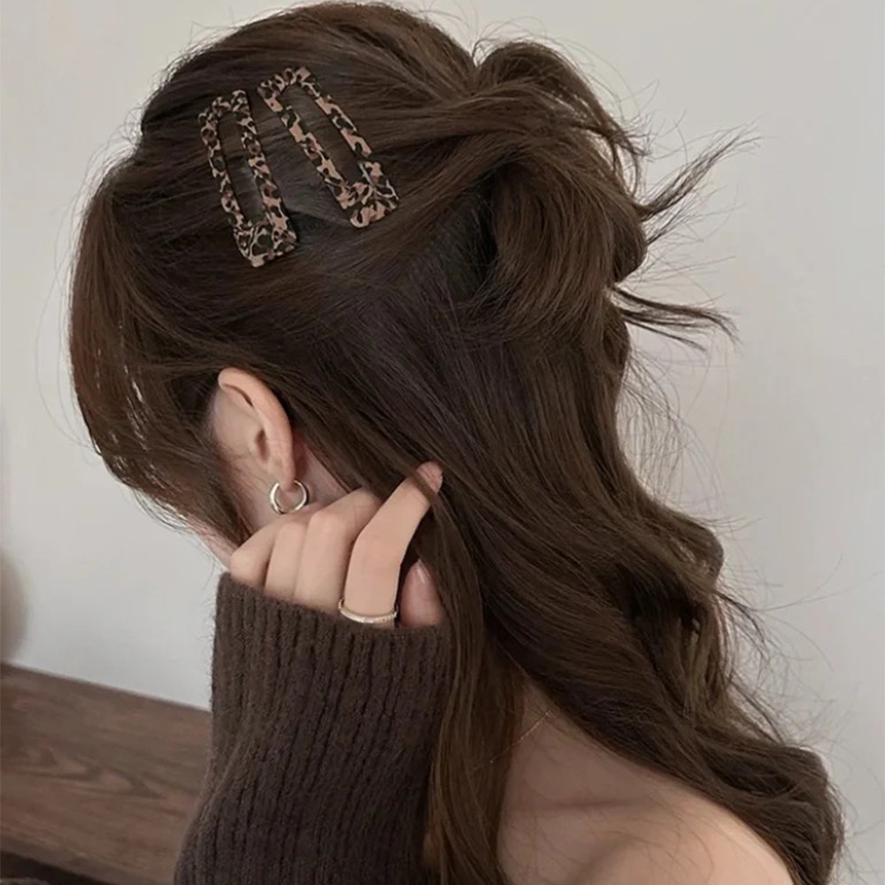 1 Cặp Kẹp Tóc Da Báo Retro - Kẹp BB Side Bangs - Kẹp Tóc Hình Đám Mây Tam Giác Nữ - Phụ Kiện Tóc Bé Gái Phổ Biến - Thanh Lịch Ngọt Ngào Hàn Quốc Dễ Thương