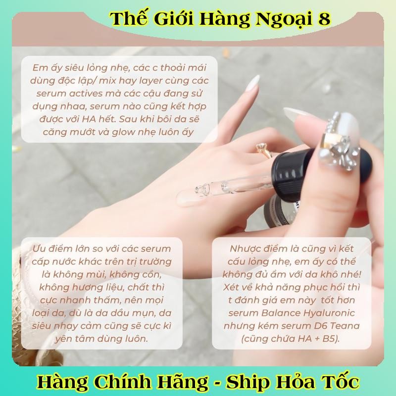 Serum 5% Hyaluronic Acid (HA) 27ml Compliment giúp cấp nước, giữ ẩm, phục hồi và nuôi dưỡng làn da mịn màng của Nga