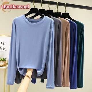 Áo thun nữ modal cotton dài tay áo thun trơn dáng rộng áo sơ mi giản dị 40-78kg
