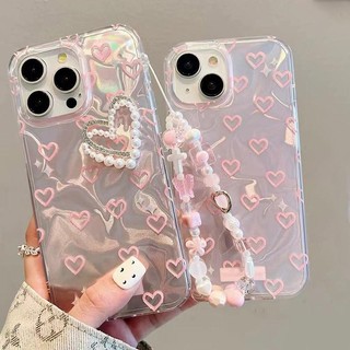 Ốp Lưng Ngọc Trai Trái Tim Tình Yêu Hợp Thời Trang Cho Redmi Note 14 13 12 Pro 11 10 12s 10s 11s Redmi A3 14C 13C 12C 10C 13 12 Cô Gái Dây Xích Vỏ Điện Thoại
