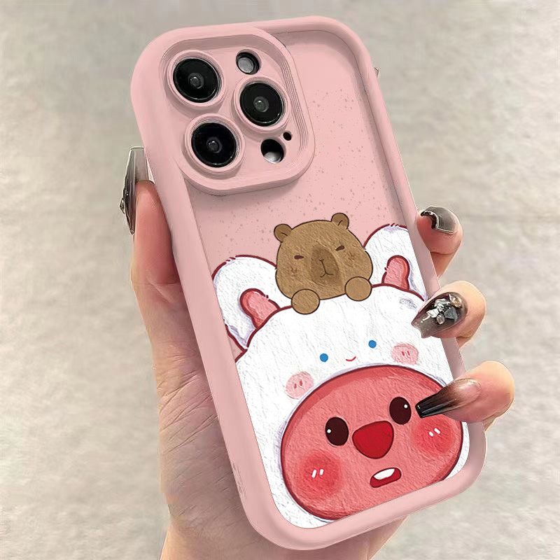 Ốp Cho iPhone 16 11 12 13 14 15 Pro Max Cho iPhone XR X XS Max 7 8 Plus SE2020 2022 Họa Tiết Vui Nhộn Dễ Thương Thỏ Capybara Vỏ Chống Sốc