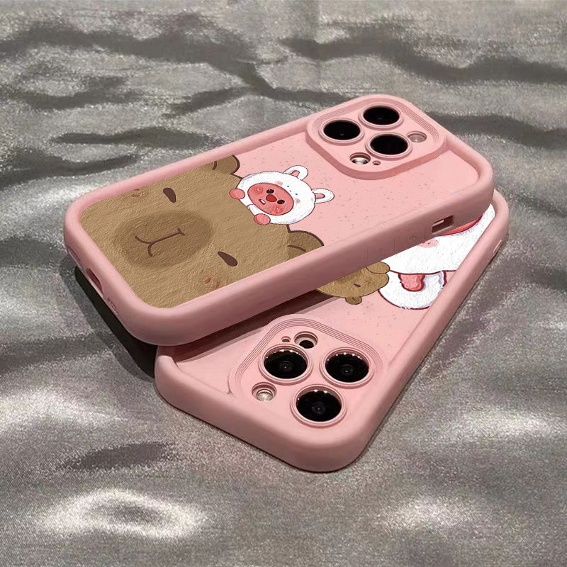 Ốp Cho iPhone 16 11 12 13 14 15 Pro Max Cho iPhone XR X XS Max 7 8 Plus SE2020 2022 Họa Tiết Vui Nhộn Dễ Thương Thỏ Capybara Vỏ Chống Sốc
