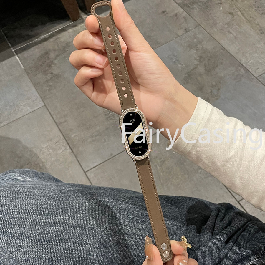 Dây Đeo Thời Trang Dây Da Cho Xiaomi Mi Band 10 9 8 Dây Đeo Cổ Tay Correa Đồng Hồ Thay Thế Miband 9 8 NFC Vòng Tay Thể Thao Pulseira