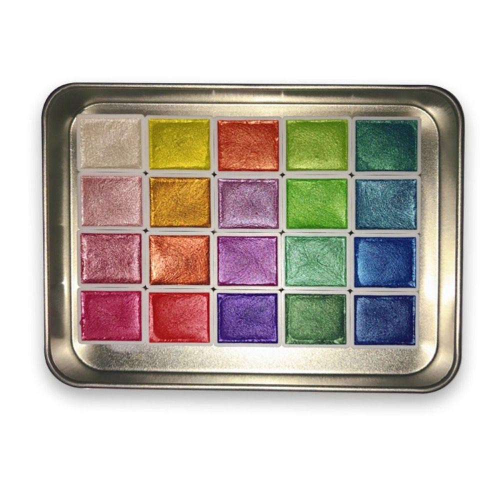 SAIA Pearlescent Glitter Watercolor Paints, Lightfastness Shine Watercolor Painting Pigments Set, 20 / 24 / 60Colors Flowers Decor Pearlescent Solid Watercolor Pigment