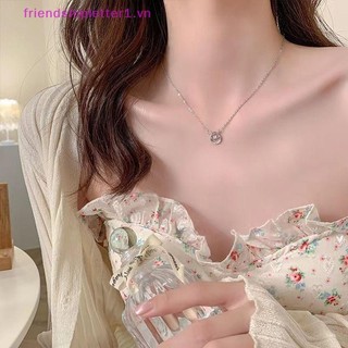 {Fh Fashion} Vòng cổ mặt dây chuyền Zircon hình tròn tinh tế màu bạc Dây chuyền xương đòn nhẹ phù hợp đơn giản dành cho nữ Trang sức thời trang.