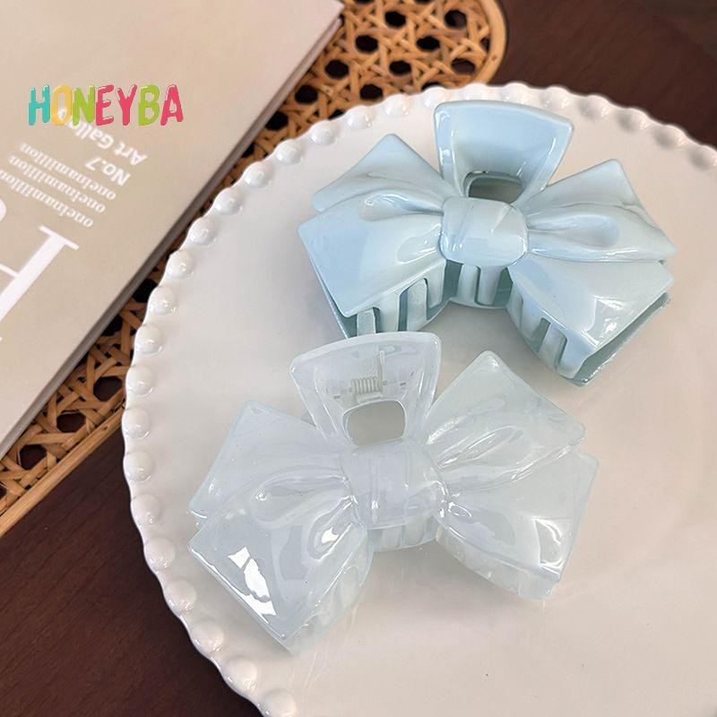 < Honeyba > Kem Ngọt Nơ Xanh Hình Học Ngôi Sao Năm Cánh Vuốt Tóc Cho Nữ Thanh Lịch Nơ Cua Barrettes Phụ Kiện Tóc