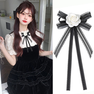 Thắt Nơ Cho Nữ Ren Đen Camellia Hoa Ruy Băng Dây Buộc Phụ Kiện Thời Trang Màu Hồng