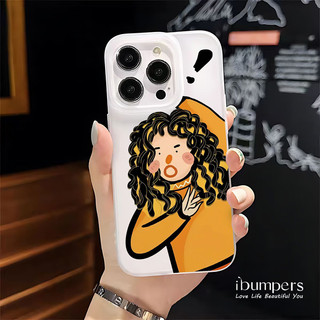 ibumpers Ốp Điện Thoại iPhone Dễ Thương Hoạt Hình Lông Xoăn Họa Tiết Cặp Đôi Ốp Lưng Trong Suốt Nhám Mờ Chống Bẩn Chống Sốc Cho IPhone 16 15 14 12 13 11 Pro Max IP 7 8 Plus X XS XR