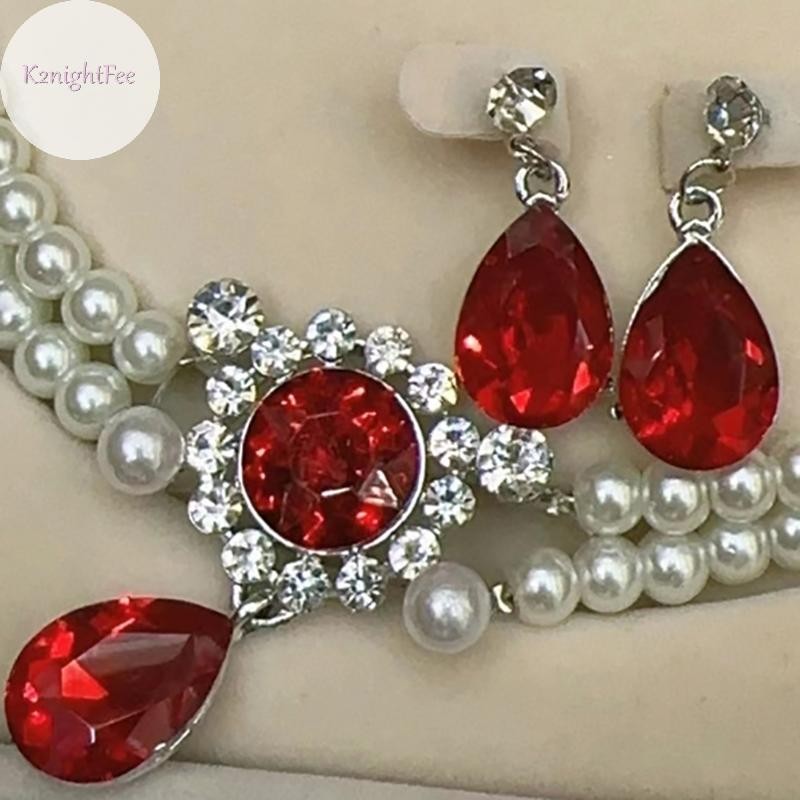K2nightfee Đôi Ngọc Trai Vòng Cổ Bộ Bông Tai Nữ Vintage Sang Trọng Giả Ngọc Trai Bộ Trang Sức Dự Tiệc Ngày Lễ Quà Tặng VN
