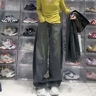Quần Jeans nữ ống rộng dáng cổ điển, lưng cao tôn dáng, vải bò, phong cách Vintage, mùa xuân 2025, hàng sẵn