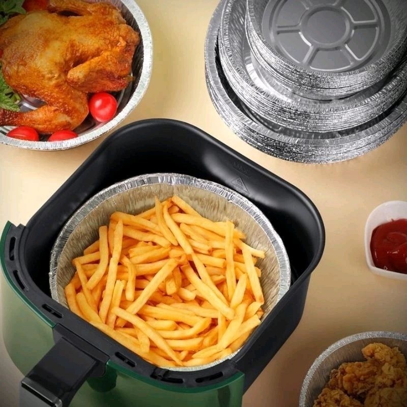 Sét 10 khay bạc lót trong nồi chiên không dầu được làm từ chất liệu lá nhôm_an toàn vệ sinh thực phẩm