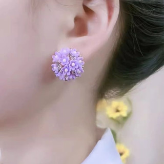Bông Tai Hoa Tím Nhỏ Tươi Mùa Hè Ngọt Ngào Bông Tai Thời Trang Đơn Giản Cao Cấp Bông Tai Nữ