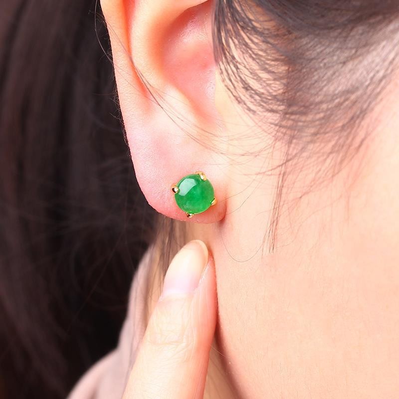 New tự nhiên Jade jadeite Retro thiết kế của phụ nữ Bông tai