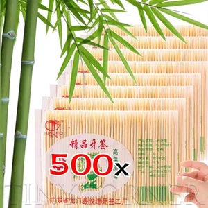 500 Chiếc Tăm Tre Hai Đầu Dùng Một Lần, Dụng Cụ Nha Khoa 6.5cm Cho Nhà Hàng / Nhà Bếp Cung Cấp Số Lượng Lớn, Gói Túi OPP Thân Thiện Với Môi Trường