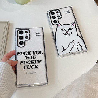 GLITTER Ngón Giữa Mèo Mềm Phone Case Dành Cho Samsung Galaxy Samsung Galaxy Samsung S26 25 24 23 22 UItra S25 24 23 Plus Vỏ Bảo Vệ Chống Sốc