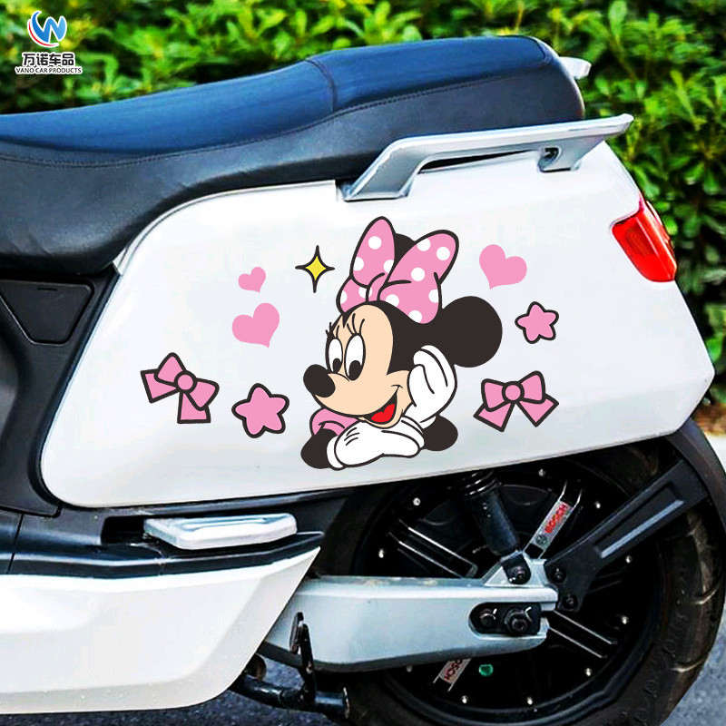 Chuột Mickey Trang Trí Xe Anime Hoạt Hình Chặn Xe Miếng Dán Dễ Thương Minnie Điện Xe Máy Trầy Xước Mickey 4.15
