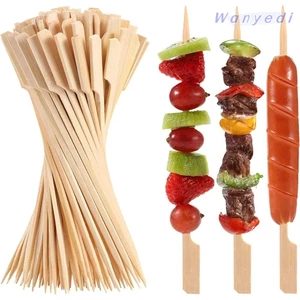 Wanyedi 100 Cái Xiên Thịt Nướng Gỗ, Tre Tự Nhiên Dùng Một Lần Que Tre, Tiệc Cắm Trại Kabob Cocktail BBQ Xiên Tre
