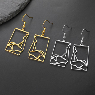SKYRIM Bông tai thép không gỉ titan thời trang Bông tai thiền sen Mặt dây chuyền Yoga Đơn giản thanh lịch để làm quà tặng