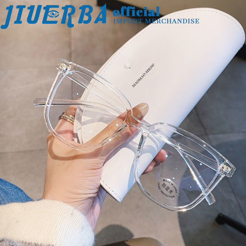 JIUERBA Kính cận thị: Hoàn thiện cấp cận thị: -1.00 ~ -6.00 độ Kính cận thị, Đèn vuông chống ánh sáng xanh, Kính thời trang Hàn Quốc
