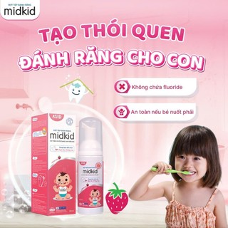 Kem đánh răng cho bé dạng bọt siêu mịn Midkid hữu cơ, lành tính, chống sâu răng - Chai 60ml