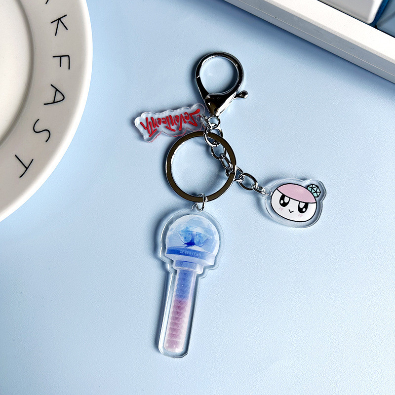 Mười bảy kỷ niệm mười năm Light Stick Acrylic Móc chìa khóa JEONGHAN BULE HỒNG Móc khóa SPIL THE FEELS Shohikigen Móc khóa trong suốt treo nhẫn chìa khóa thần tượng YM